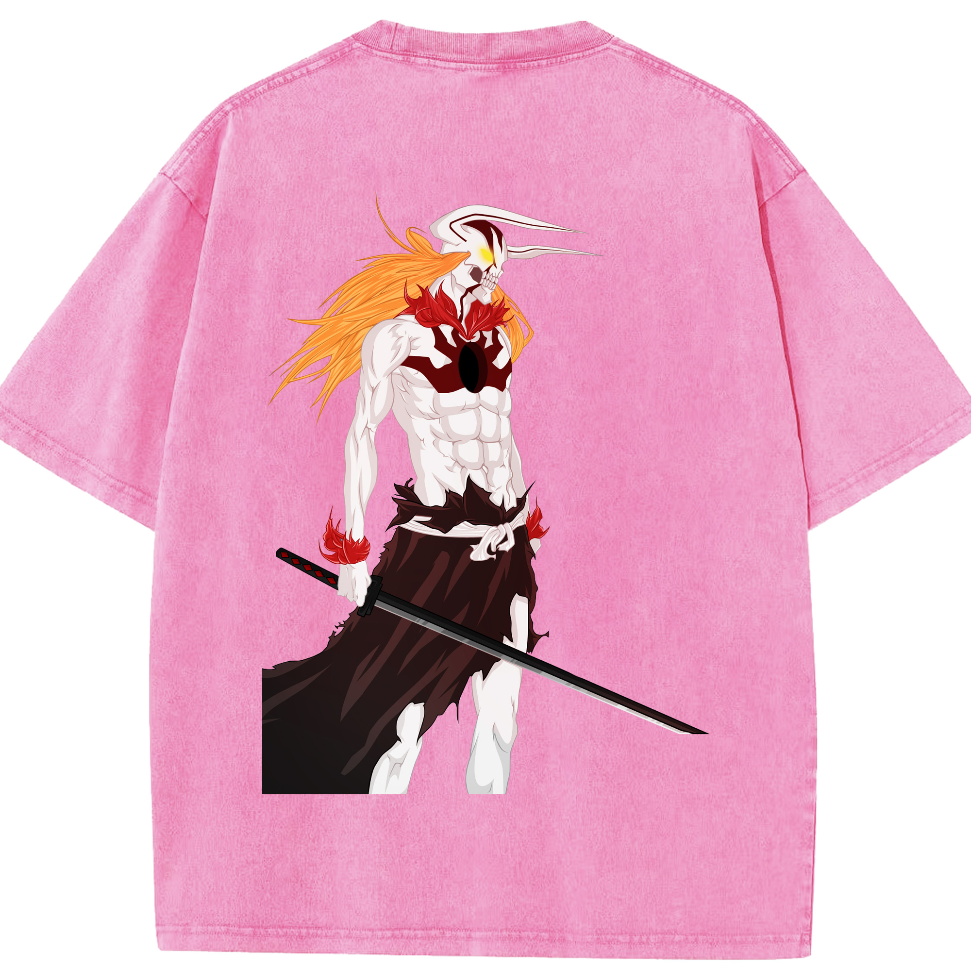 （画像用） ブリーチ 黒崎一護（くろさき いちご）BLEACH Kurosaki Ichigo 綿100% ヴィンテージ風 半袖Tシャツ（背面プリント）